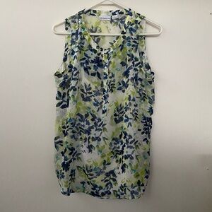 Sleeveless Floral Top - Green and Blue